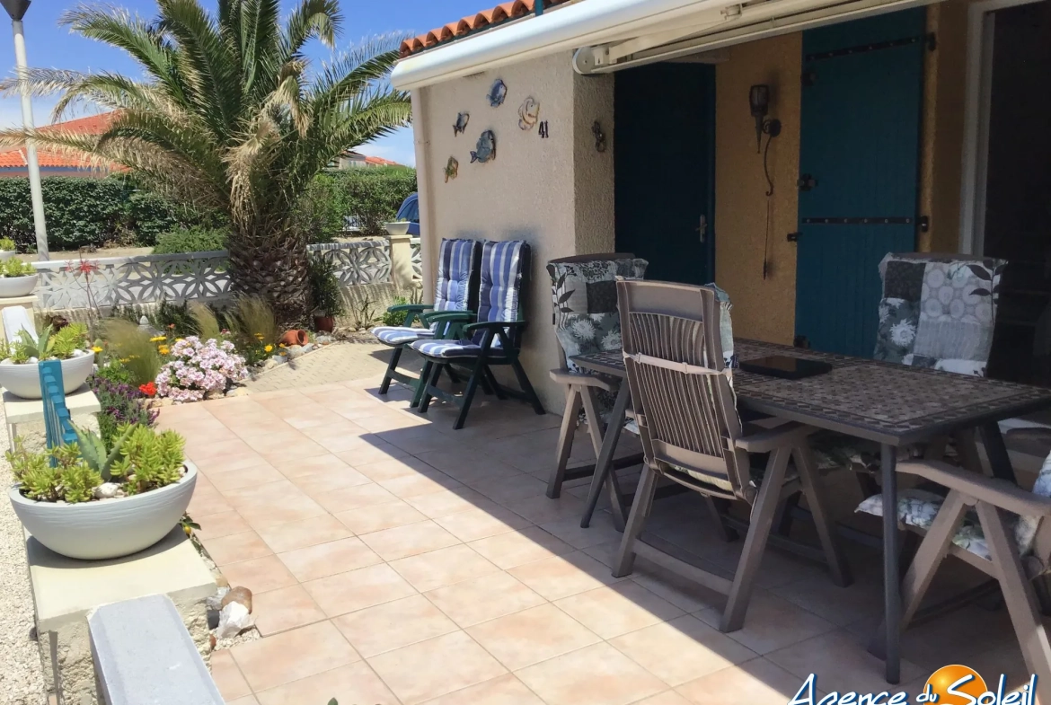 Maison T2 avec mezzanine, terrasse vue lac, piscine, proche commodités à Le Barcarès 