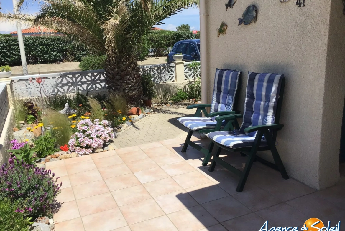Maison T2 avec mezzanine, terrasse vue lac, piscine, proche commodités à Le Barcarès 