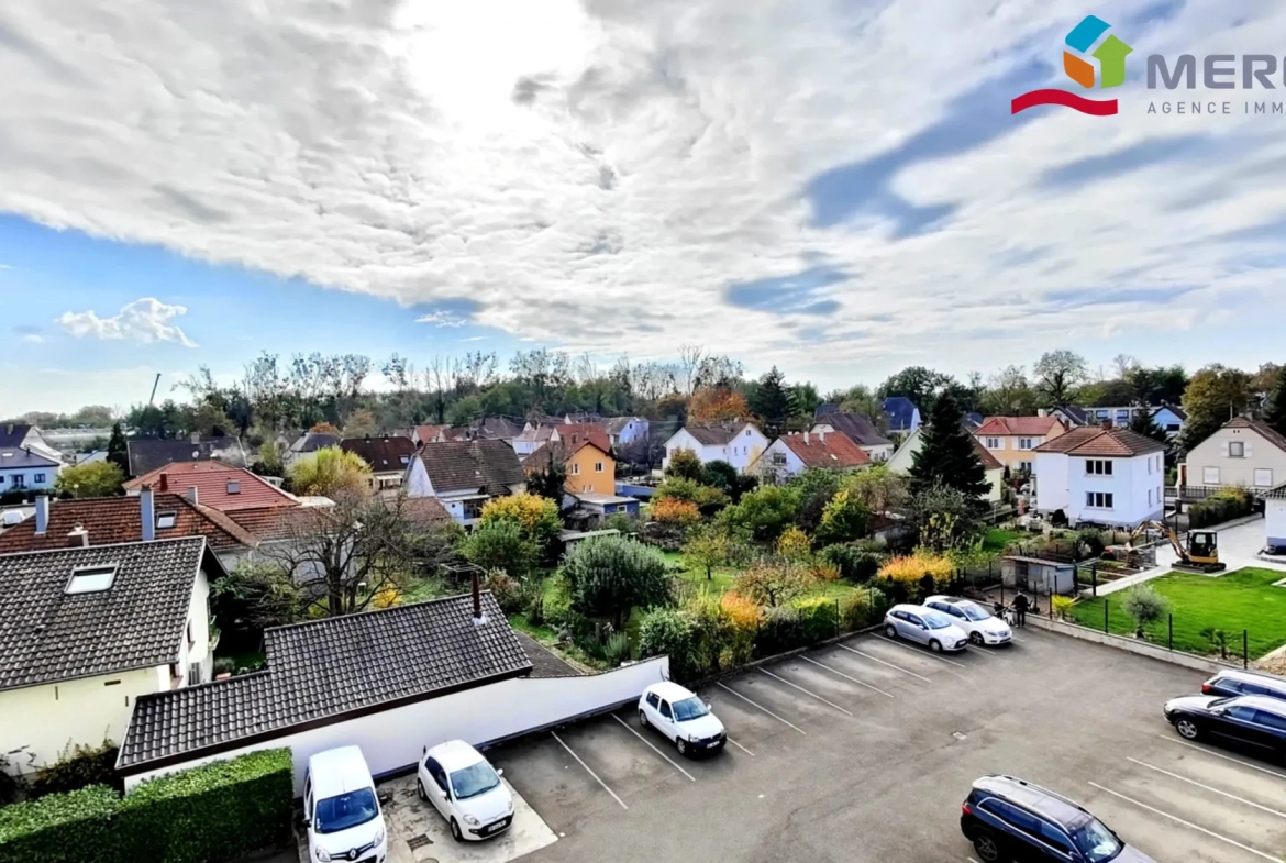 Vue du balcon Appartement à rénover de 95 m² à Ostwald – Opportunité à saisir 