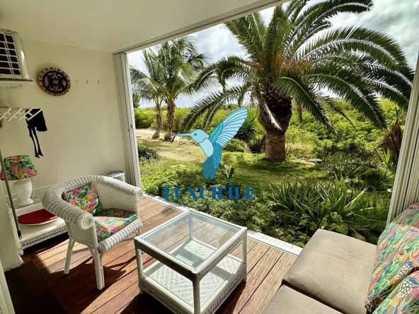 Grand studio en rez-de-jardin avec piscine à Saint-Martin, proche plage de la Baie Orientale
