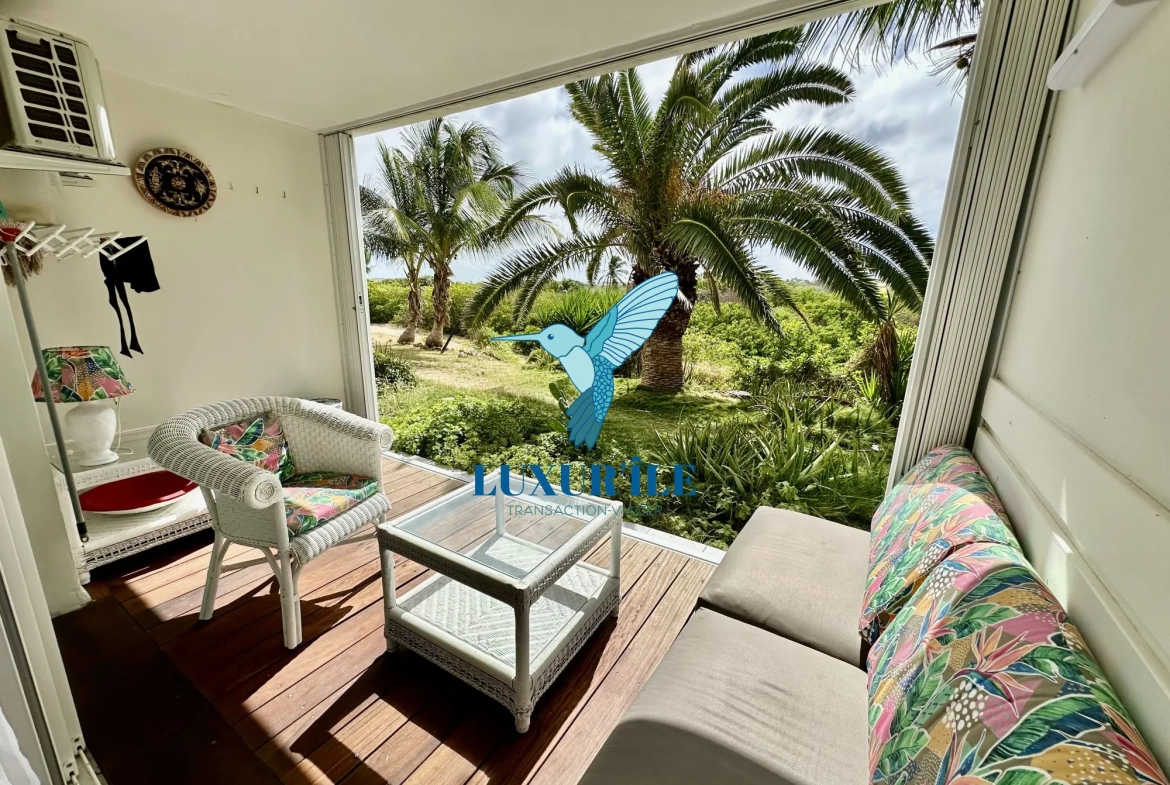 Grand studio en rez-de-jardin avec piscine à Saint-Martin, proche plage de la Baie Orientale 
