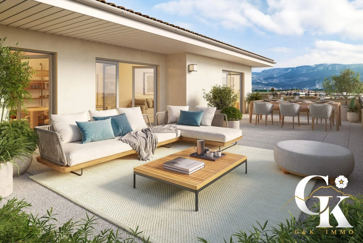 Appartement neuf avec terrasse à Moirans – 2 pièces, parking, vue sur espace vert 