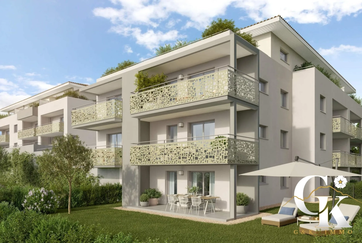 Appartement neuf avec terrasse à Moirans – 2 pièces, parking, vue sur espace vert 