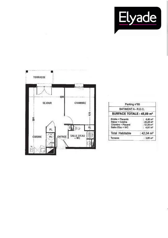 Appartement T2 de 42 m² à Douai en exclusivité avec terrasse et parking 
