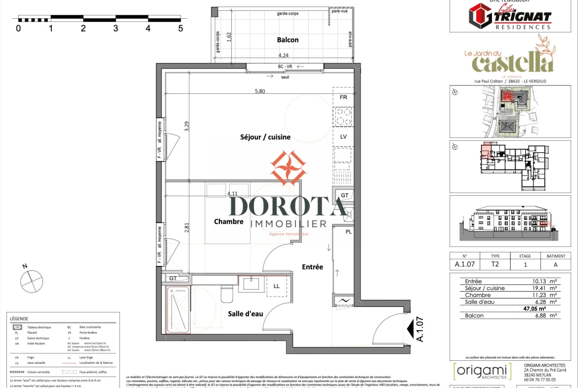 Appartement T2 neuf de 47m² au Versoud avec garage, résidence sécurisée 