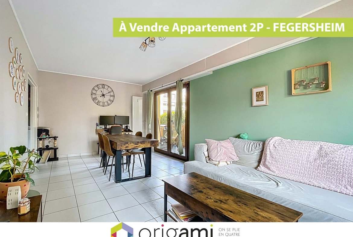 À vendre appartement 2 pièces avec balcon, garage et piscine à Fegersheim 