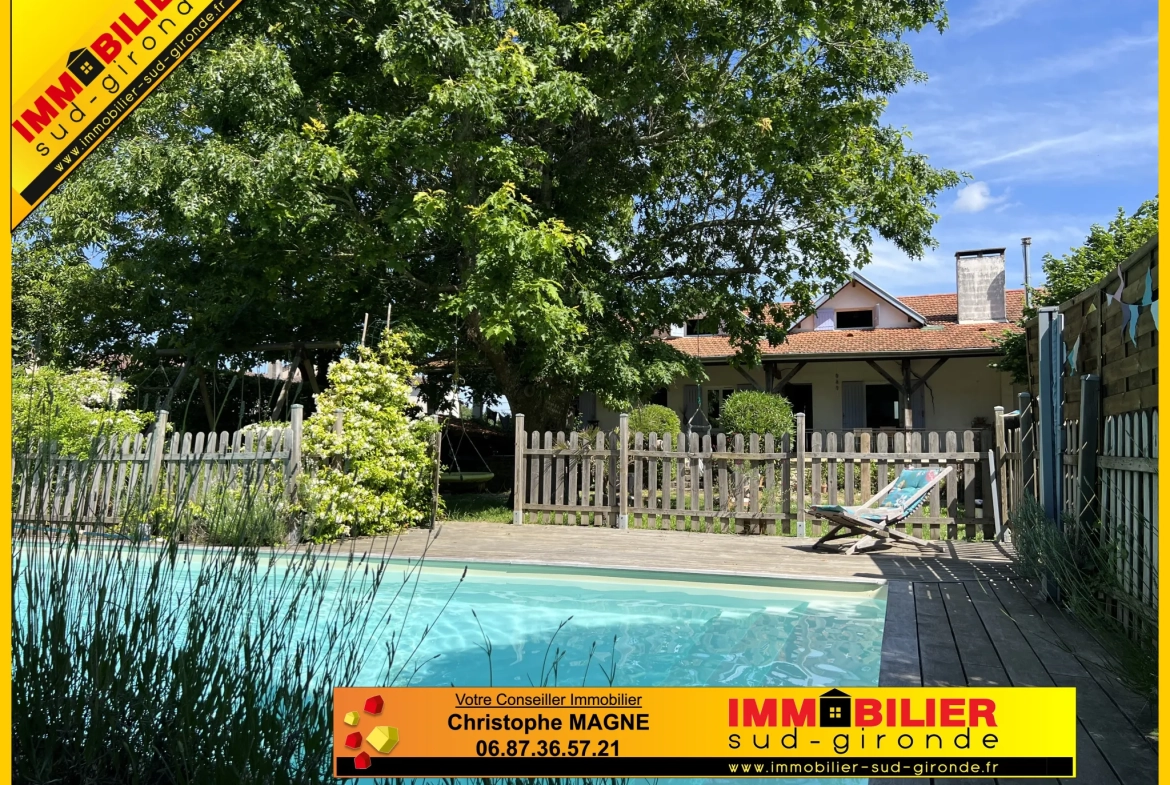 Belle maison familiale avec piscine à Puybarban proche La Réole 