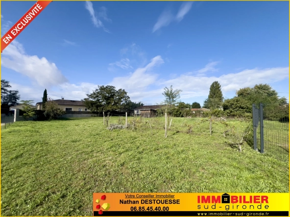 Terrain à bâtir viabilisé de 1031 m² à Podensac, proche centre