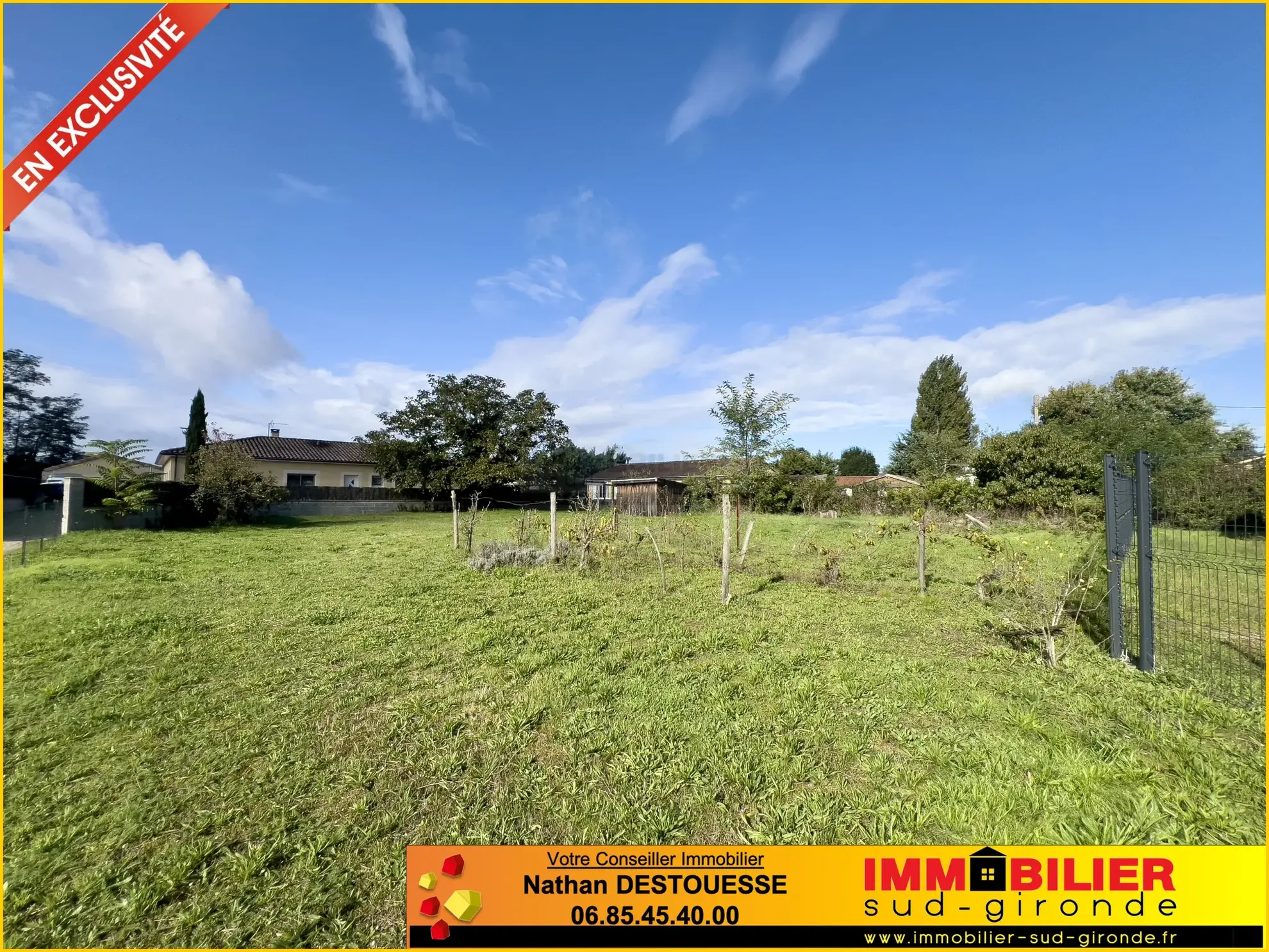Terrain à bâtir viabilisé de 1031 m² à Podensac, proche centre 