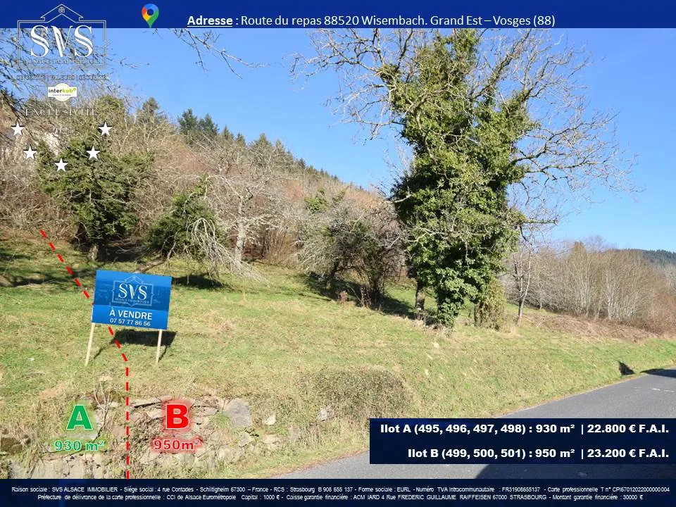 Terrains constructibles à Wisembach (88520) – 1880 m² disponibles 