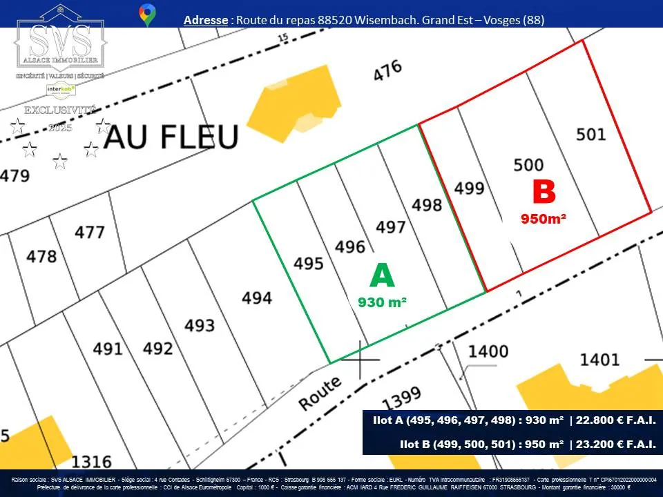 Terrains constructibles à Wisembach (88520) – 1880 m² disponibles 
