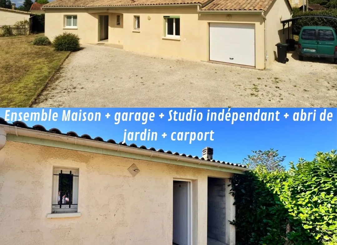 Maison de plain-pied à Bergerac avec studio indépendant et jardin clos 