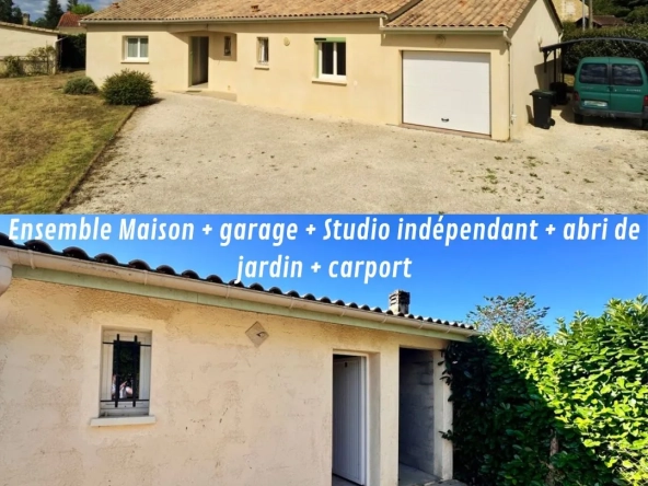 Maison de plain-pied à Bergerac avec studio indépendant et jardin clos