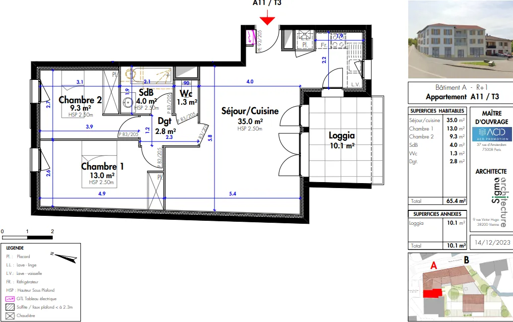 Vente appartement T3 avec terrasse à Septème - 65,4 m² 
