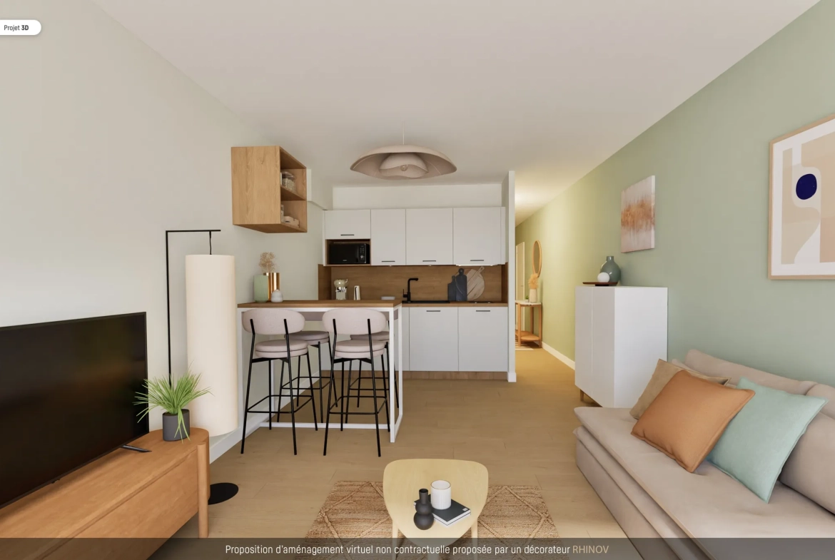 Appartement T2 de 38,62 m² à Marseille proche Vieux-Port, calme et sans travaux 