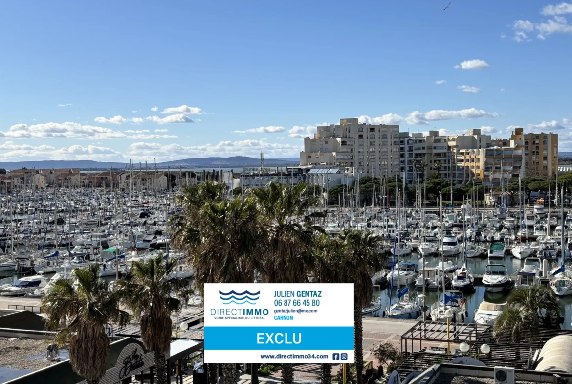 Appartement F2 cabine avec loggia et vue port à Carnon-Plage en vente 