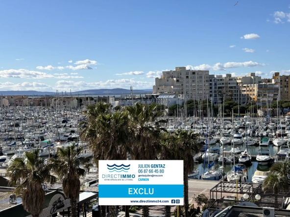Appartement F2 cabine avec loggia et vue port à Carnon-Plage en vente