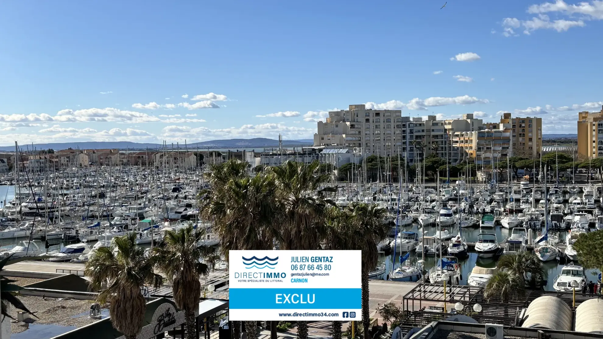 Appartement F2 cabine avec loggia et vue port à Carnon-Plage en vente 