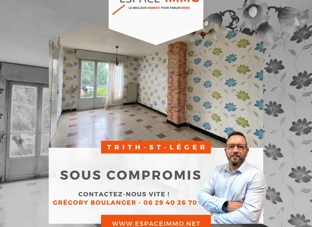 Maison à rénover de 80 m² avec 3 chambres, jardin et garage à Trith Saint Léger 