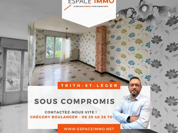Maison à rénover de 80 m² avec 3 chambres, jardin et garage à Trith Saint Léger