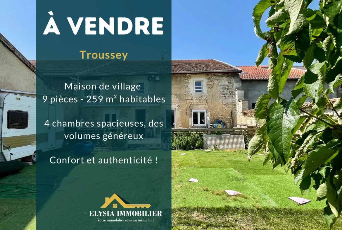 Achat maison de charme à Troussey avec vue sur la Meuse, 9 pièces, 259 m2 