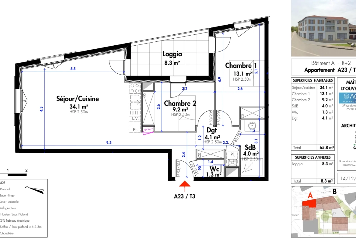 Appartement T3 récent avec terrasse et parking à Septème - 65,8 m² 