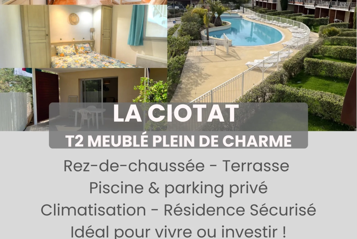Appartement T2 avec terrasse et piscine à La Ciotat – Opportunité rare 