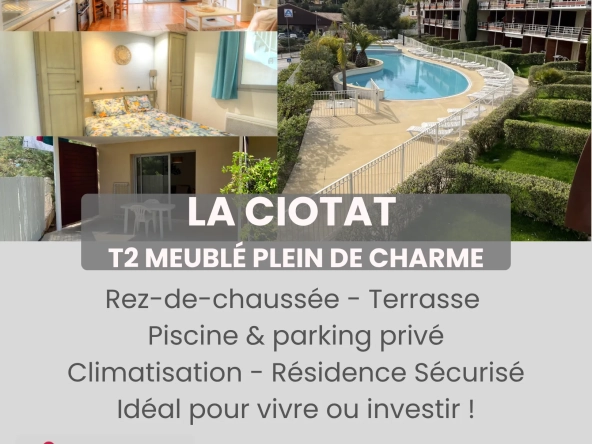 Appartement T2 avec terrasse et piscine à La Ciotat – Opportunité rare
