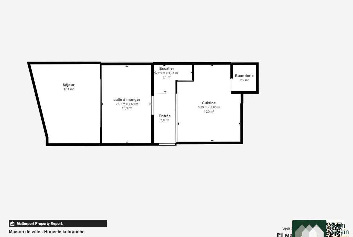 Plans rdc Maison de ville de 117m² à Houville-la-Branche avec cour et dépendance 
