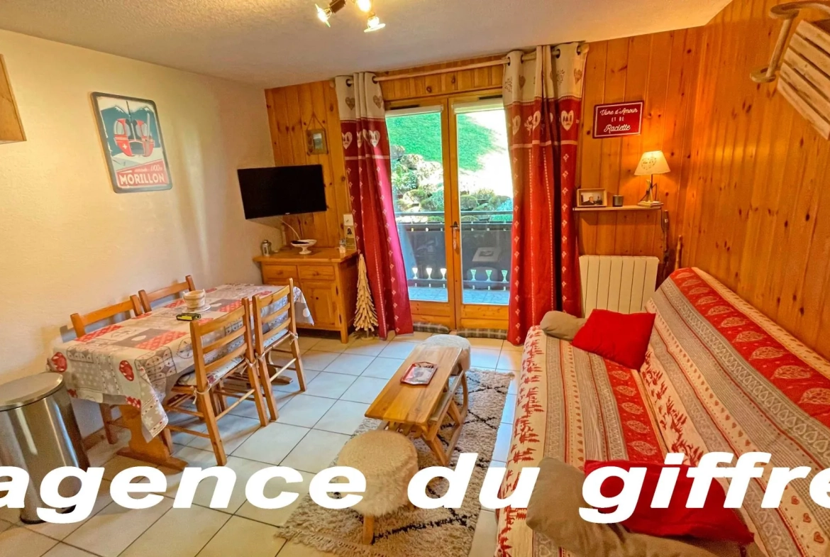 Appartement 2 pièces à vendre à Morillon, résidence 'Clos des Oursons' avec jardin et cave 