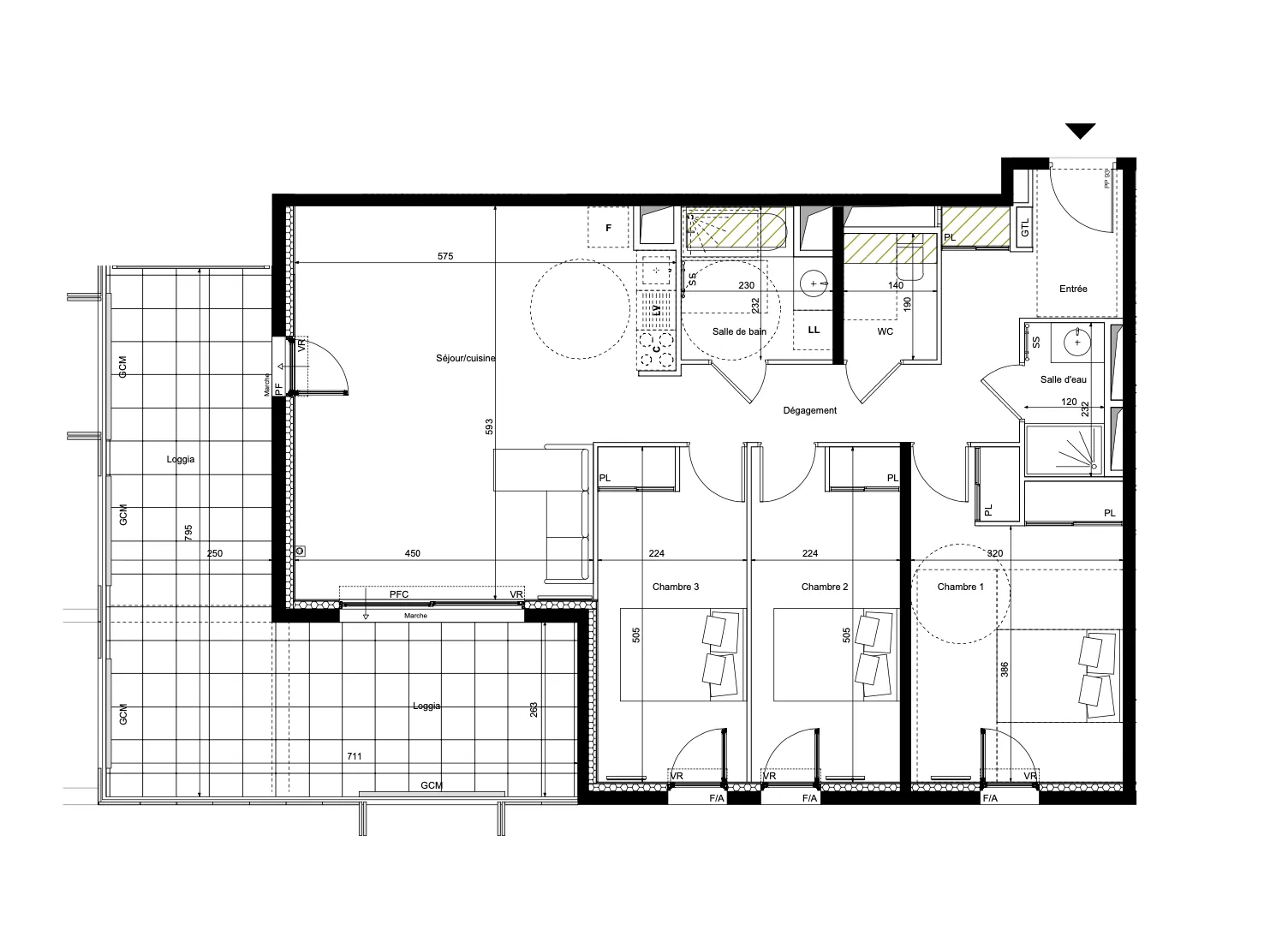 Appartement 4 pièces à vendre à Montpellier Prés d'Arènes, logement neuf avec loggia et parking 