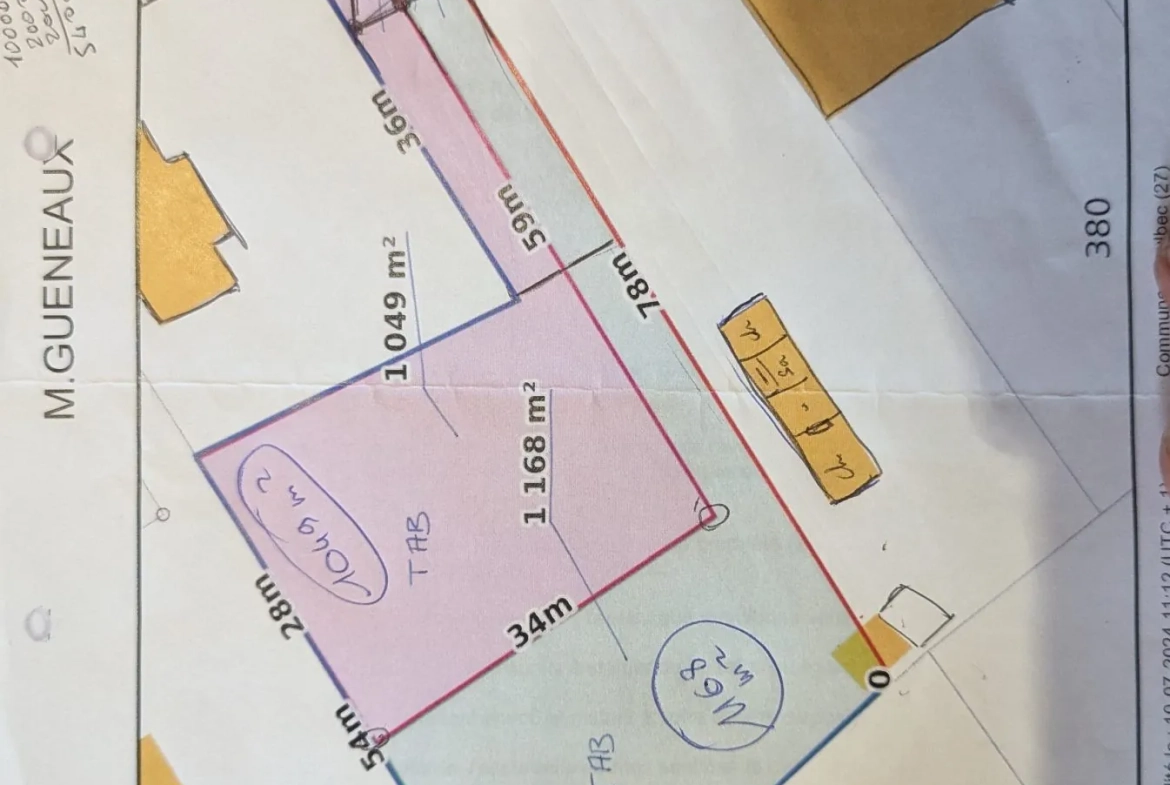 Terrain constructible à Foulbec (Eure) - Viabilisé et plat, 1168 m² 