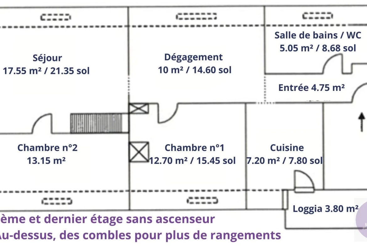 Appartement traversant lumineux de 70,40 m² avec loggia à Gresswiller 