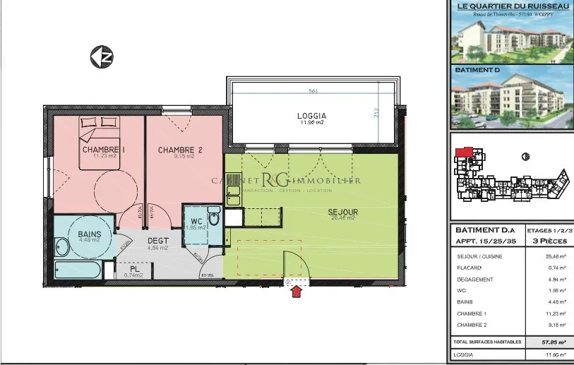 Appartment lumineux avec grand balcon à Woippy — Idéal investisseur ou premier achat 