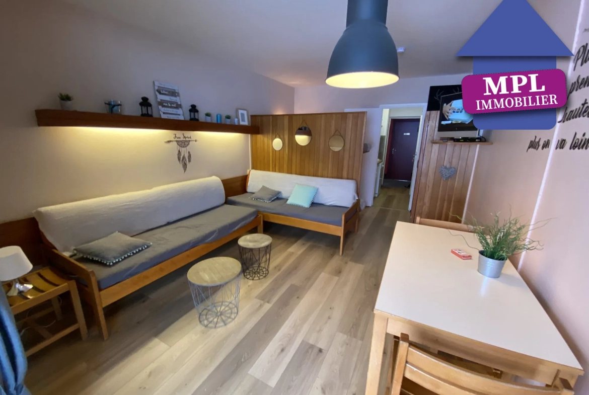 Charmant studio meublé de 26 m² avec terrasse à Dévoluy, vue montagne 