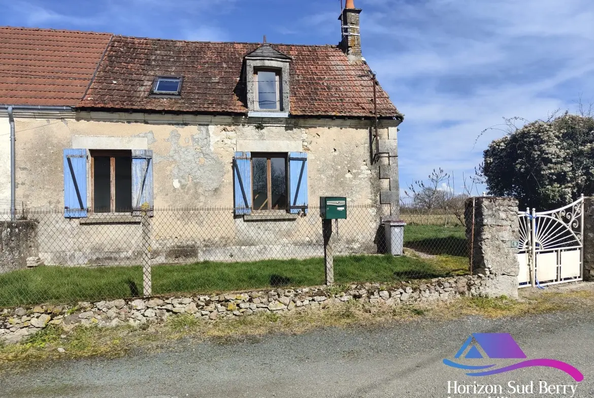Façade avant Charmante maison de campagne à La Berthenoux avec jardin et garage 