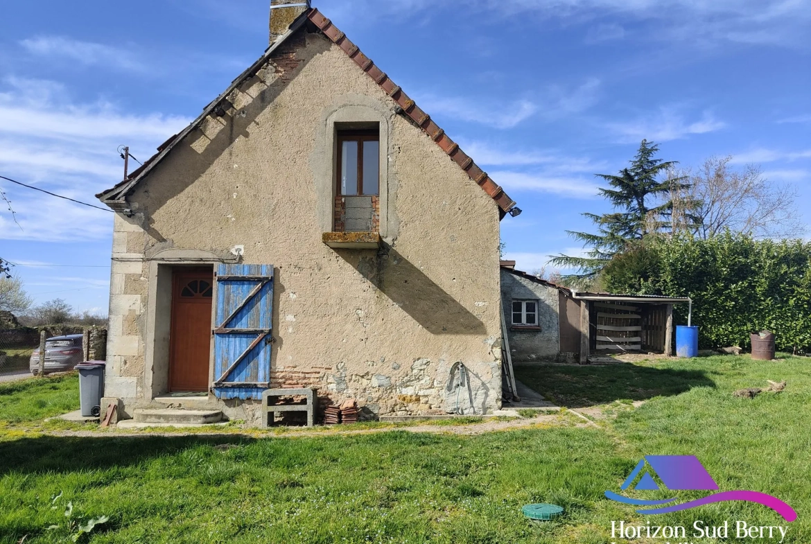 Pignon droit / entrée Charmante maison de campagne à La Berthenoux avec jardin et garage 