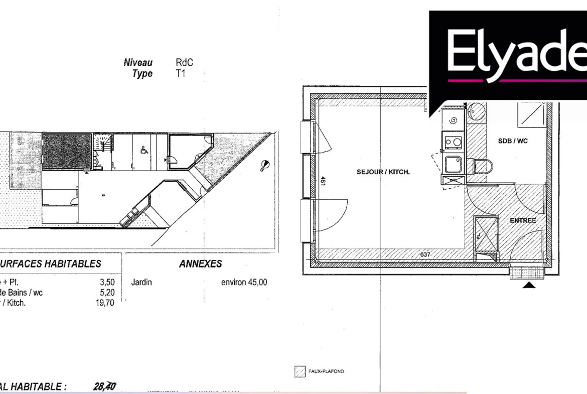 À vendre - Studio de 28,7 m² avec jardin à Toulouse (31400) 