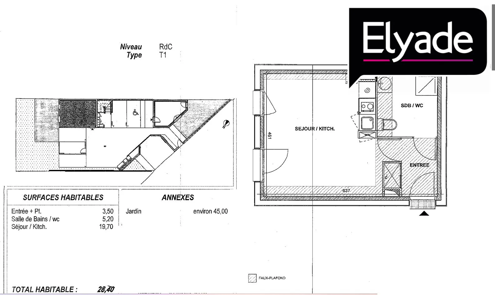 À vendre - Studio de 28,7 m² avec jardin à Toulouse (31400) 