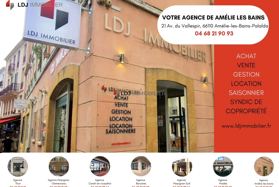 Appartement T2 meublé avec vue dégagée et balcon à Amélie-les-Bains-Palalda 