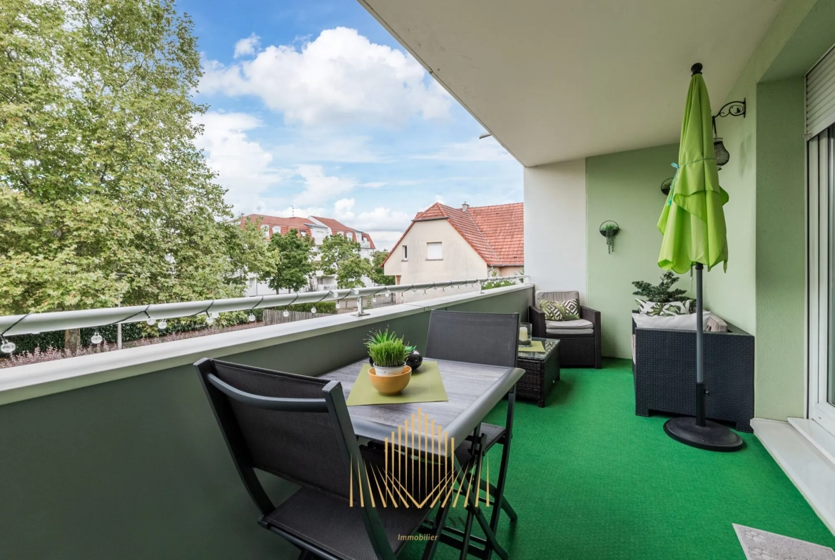 Appartement F2 à vendre à Haguenau proche du centre hospitalier avec terrasse et garage 