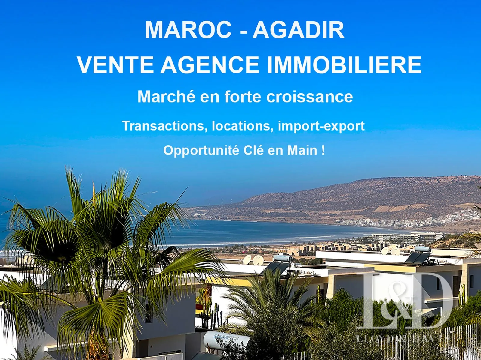 SARL, avec domiciliation et titre déposé Vente d'une SARL agence immobilière à Agadir – Opportunité à saisir 