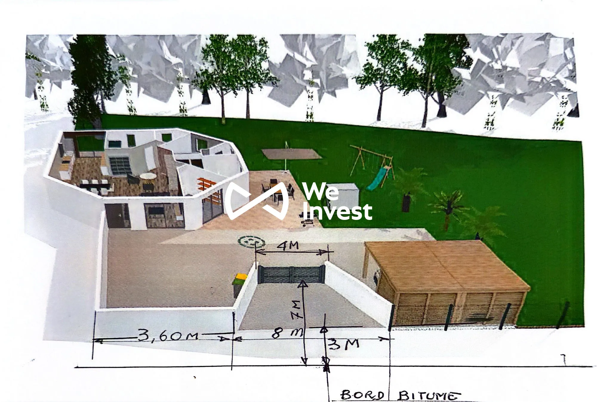 Maison en construction avec fort potentiel à Buros - Vue dégagée et terrain spacieux 