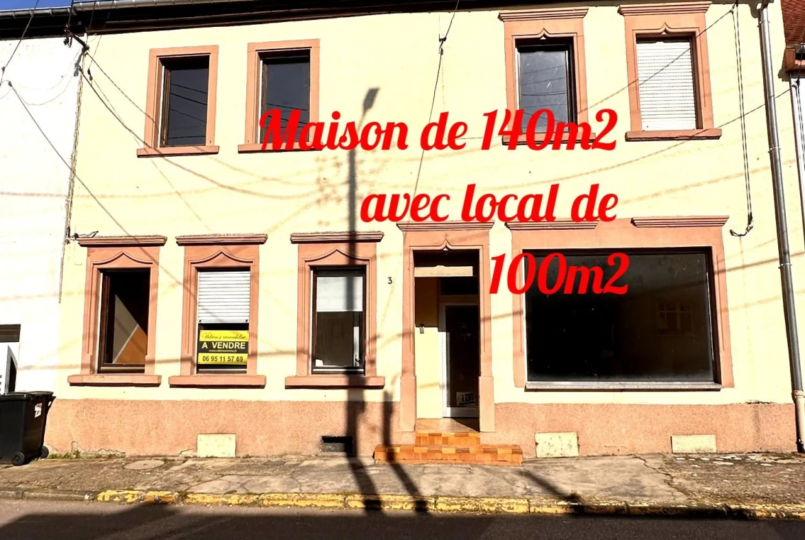 Maison à Bousbach avec terrasse, cave et local professionnel indépendant 