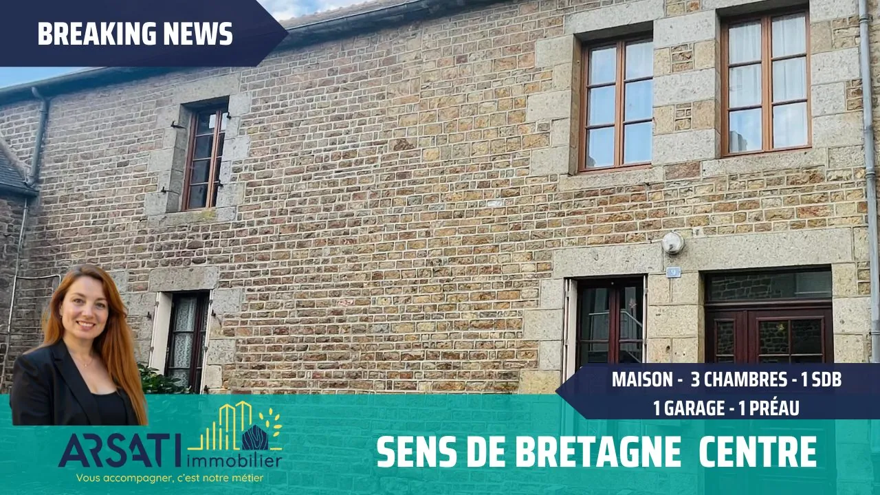 Charmante maison à vendre à Sens-de-Bretagne avec garage, préau et fort potentiel de rénovation 