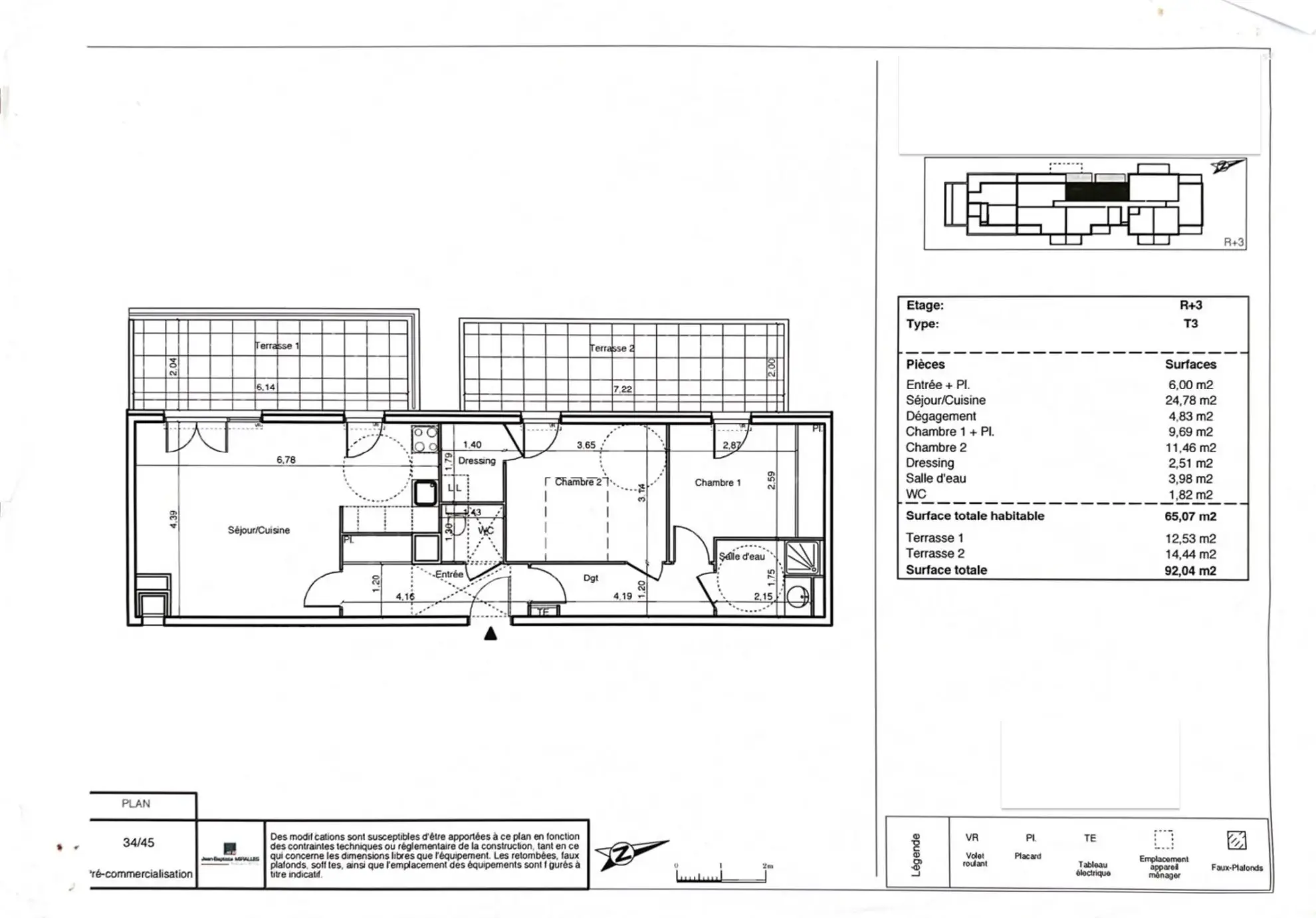 Appartement T3 lumineux avec deux terrasses à Montpellier Sud 