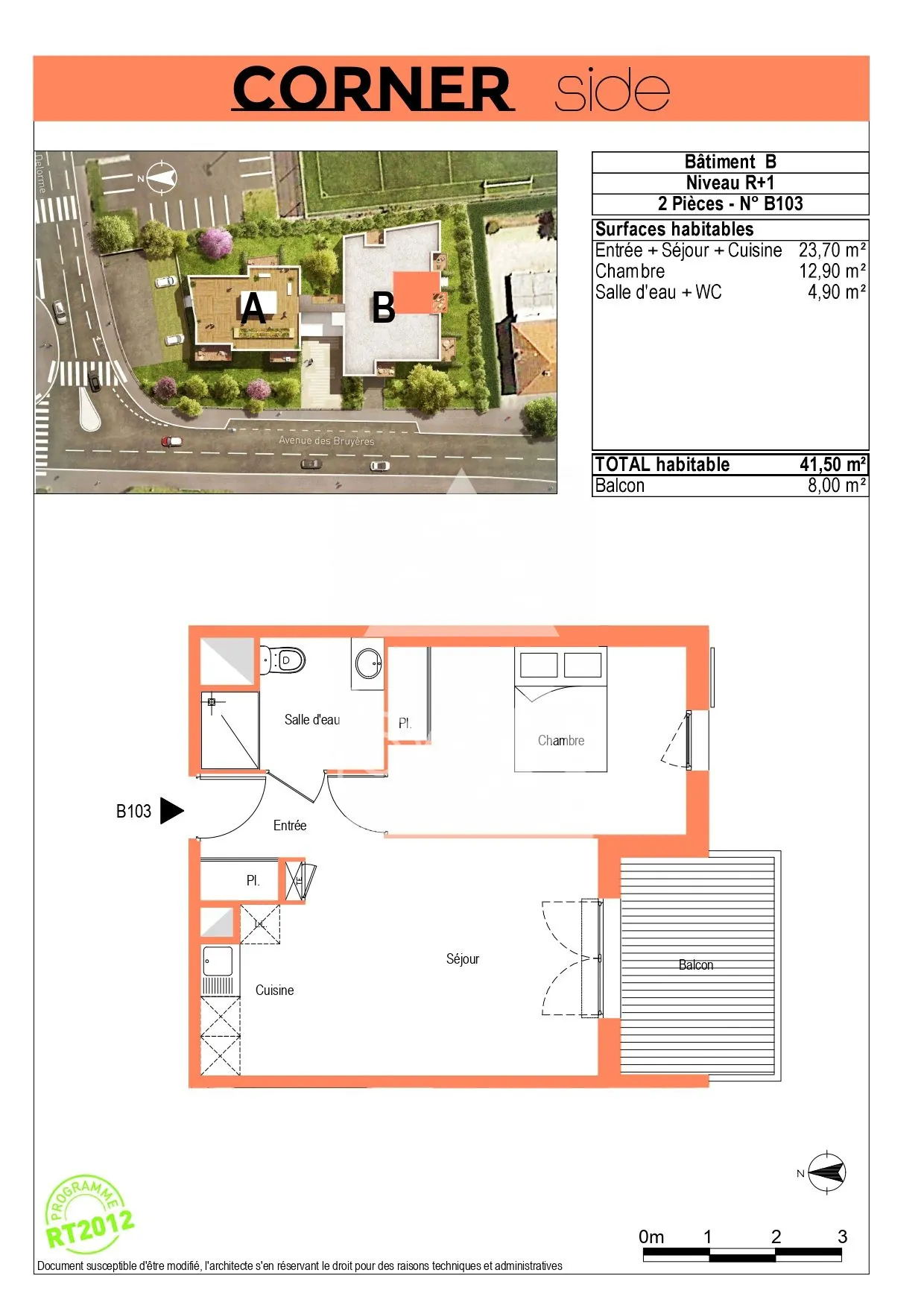 Appartement T2 à vendre à Sathonay-Camp - 41,5 m², balcon, parking, près de Lyon 
