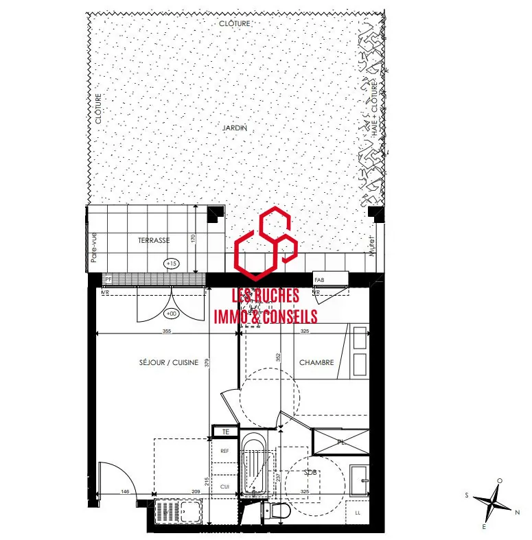 A vendre appartement T2 lumineux de 39 m² à Houdan dans quartier dynamique 