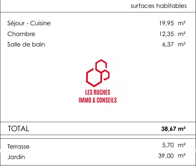A vendre appartement T2 lumineux de 39 m² à Houdan dans quartier dynamique 