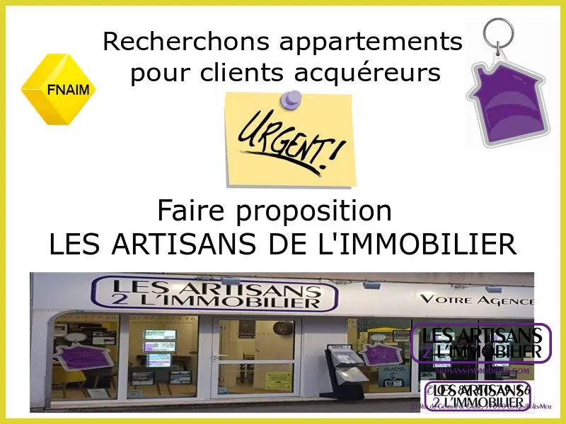 Appartement F2 ou F3 à vendre à Metz et sa périphérie 